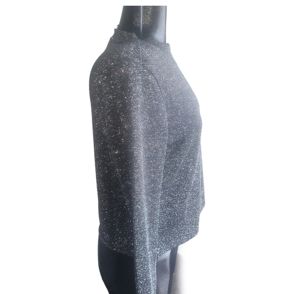 Divided By H&M Black Silver Shimmery Long Sleeve Top XS - Picture 4 of 7